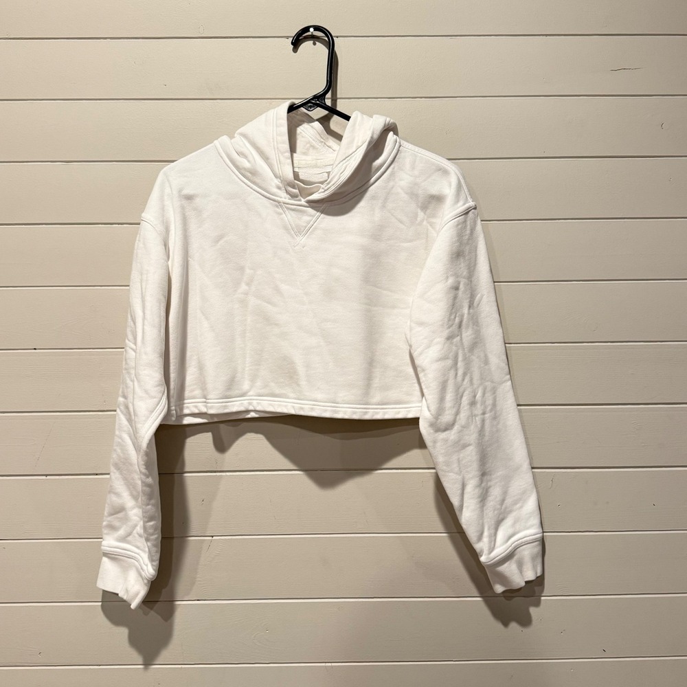 Lululemon All Yours Cropped Hoodie Women 6 White Pullover Sweatshirt